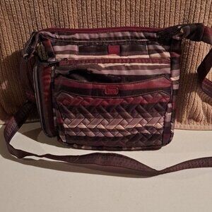 Lug Flutter Crossbody Bag in Mauve Stripe – Lightweight Travel Purse